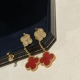 VCA Top S925 Sterling Silver Full Crystal Four Leaf Clover Drop Earrings With Box Party Women Gift