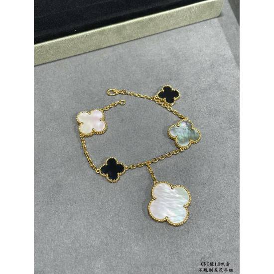 VCA Top Quality Five PCS Big And Small Four Leaf Clover Flower Charm Bracelet For Women Jewelry With Box
