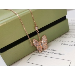 VCA Top Quality Copper Full Crystal Butterfly Charm Choker Necklace For Women Jewelry With Box