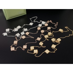 VCA Copper Full Crystal Four Leaf Clover 10PCS Flowers Necklace Choker 