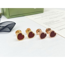 VCA Top Quality Copper With Gold Plated Red Heart Stud Earrings For Women Jewelry With Box