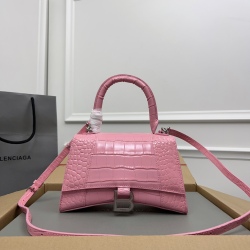 Balenciaga Crocodile Pattern Advanced Pink Silver Button Handbag For Women Bag Small size: 19x8x21cm Large size: 23x10x24cm