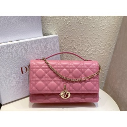️️MISS DIOR handbag (pink sheepskin rattan pattern)  Top leather handbag with original package Size:24 x 14 x 7.5 cm