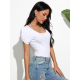 Women Summer Casual Basic Black White Skinny Bodysuit Lady Fashion Short Lantern Sleeve Rompers Jumpsuits Bodycon Tops Tees