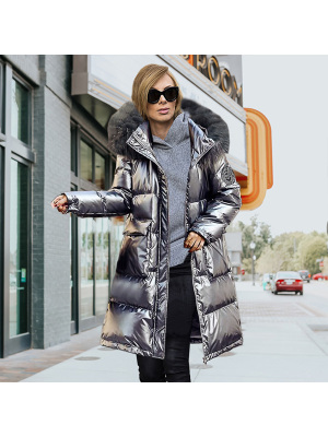  2021 Women New  Winter Thicken Warm Long Parka Coat  Hooded Fashion Design With Fur Collar Long-Sleeved Slim-fit Padded