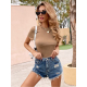 Women Summer Casual Simple Brown Short Sleeve Bodycon T-Shirt Lady Basic O-Neck Tops Fashion Solid Skinny Tees