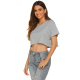 Women Summer Fashion Casual Grey Crop T-Shirt Basic O-Neck Bare Midriff Tops Loose Short Sleeve Tees