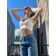 Ribbed Knitted Series Women Summer Ribbed Knitted Elastic Bare Midriff T-Shirt Casual Fashion Skinny Crop Tees