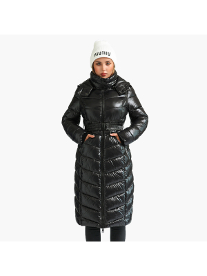  Winter Windproof Long Parkas Coats For Women Casual Black Thick Warm Puffer Jackets With Belt Fashion Hooded Outerwear