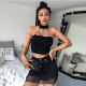Women Sexy Gothic Punk Style Choker Halter Top Fashion Skinny Slim Cami Backless Buckle Top Summer Tank Tops Tube Crop Tops