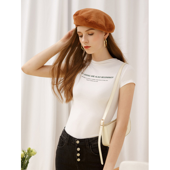 Women Summer Casual Fashion Modal Short Sleeve T-Shirt With Letter Basic Half Turtleneck Tops White Black Skinny Tees