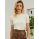 Women Summer Casual Simple Ribbed Knitted Elastic  Short Sleeve T-Shirt Basic O-Neck Tops Fashion Solid Skinny Tees