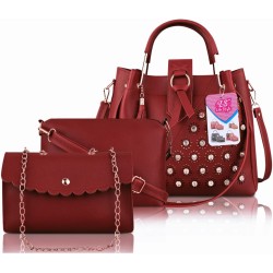 LIKE STYLE Women Maroon Messenger Bag - Extra Spacious  (Pack of: 3)