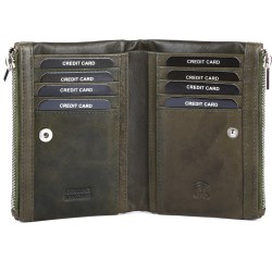 Picco Massimo Women Green Genuine Leather RFID  Wallet - Mini  (12 Card Slots)