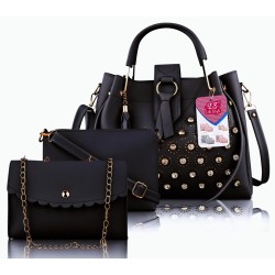 LIKE STYLE Women Black Messenger Bag - Extra Spacious  (Pack of: 3)