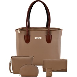 LaFille Women Beige Hand-held Bag - Extra Spacious  (Pack of: 5)