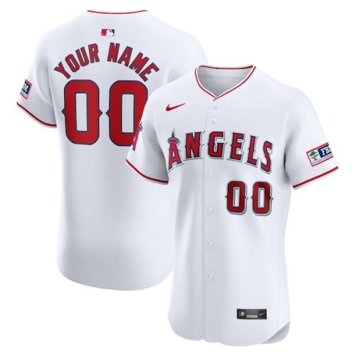 Los Angeles Angels Nike Home Elite Custom Patch Jersey - White