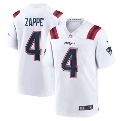 Bailey Zappe New England Patriots Nike Game Player Jersey - White/Navy/Red