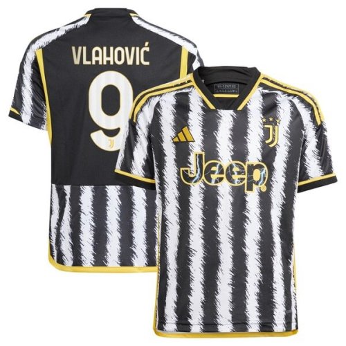 Dušan Vlahović Juventus adidas Youth 2023/24 Home Replica Jersey - Black