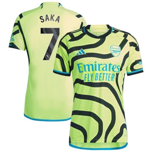 Bukayo Saka Arsenal adidas 2023/24 Away Replica Player Jersey - Yellow/Green