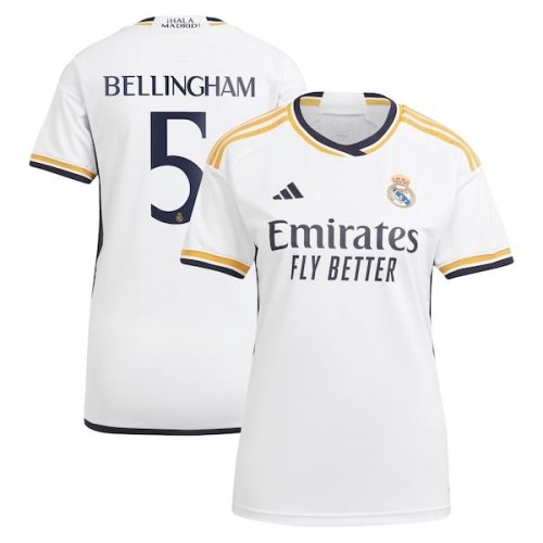 Jude Bellingham Real Madrid adidas Women's 2023/24 Home Replica Jersey - White/Navy