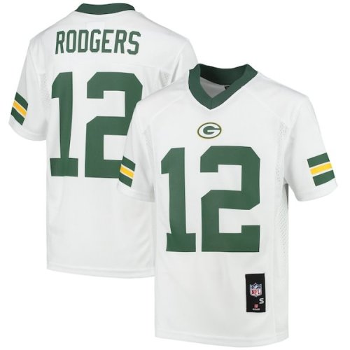 Aaron Rodgers Green Bay Packers Youth Replica Player Jersey - White/Green