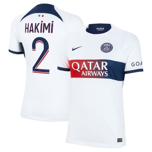 Achraf Hakimi Paris Saint-Germain Nike Women's 2023/24 Away Stadium Replica Player Jersey - White/Navy/Tan