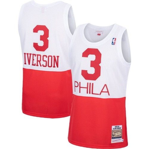 Allen Iverson Philadelphia 76ers Mitchell & Ness 2003/04 Hardwood Classics Authentic Jersey - White/Black/Red