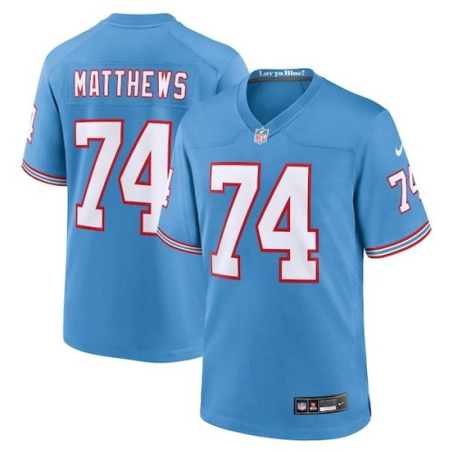 Bruce Matthews Tennessee Titans Nike Oilers Throwback Retired Player Game Jersey - Light Blue/Navy