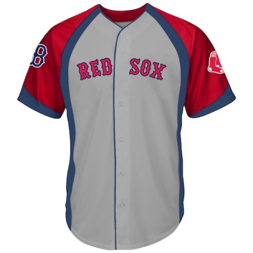 Boston Red Sox Big & Tall Colorblock Full-Snap Jersey -Gray/Navy
