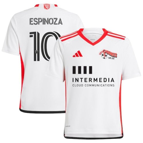 Cristian Espinoza San Jose Earthquakes adidas Youth 2024 The 50 Kit Replica Player Jersey - White