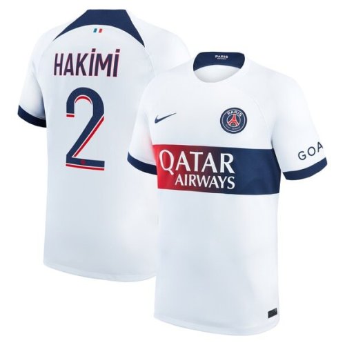 Achraf Hakimi Paris Saint-Germain Nike 2023/24 Away Stadium Replica Player Jersey - White/Anthracite/Tan