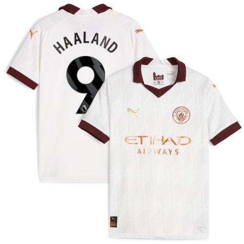 Erling Haaland Manchester City Puma Youth 2023/24 Away Replica Jersey - White