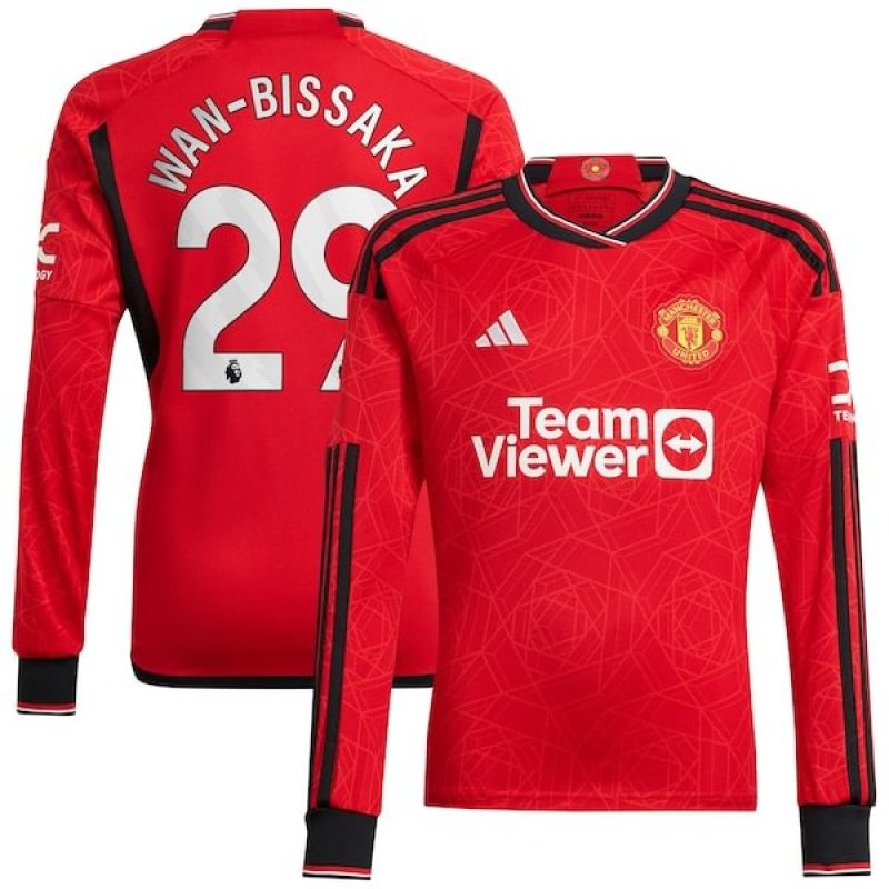 Aaron Wan-Bissaka Manchester United adidas 2023/24 Home Replica Long Sleeve Player Jersey - Red