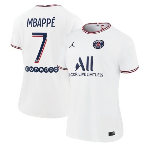 Kylian Mbappé Paris Saint-Germain Jordan Brand Women's 2021/22 Fourth Replica Jersey - White