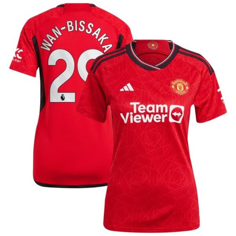 Aaron Wan-Bissaka Manchester United adidas Women's 2023/24 Home Replica Player Jersey - Red/Green