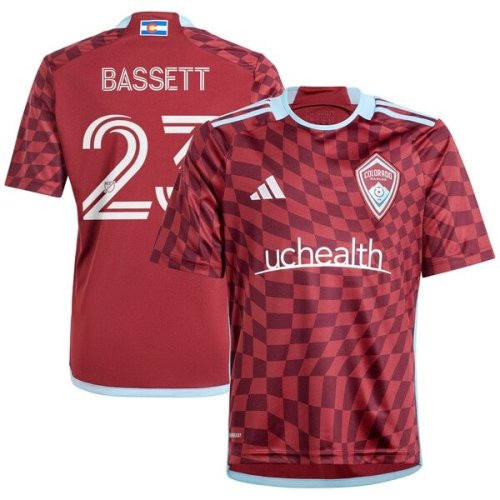 Cole Bassett Colorado Rapids adidas Youth 2024 One Flag Kit Replica Player Jersey - Burgundy