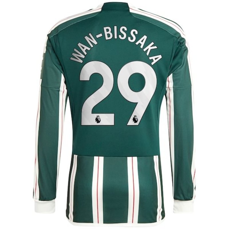 Aaron Wan-Bissaka Manchester United adidas 2023/24 Away Long Sleeve Replica Player Jersey - Green/Red