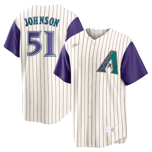 Randy Johnson Arizona Diamondbacks Nike Alternate Cooperstown Collection Player Jersey - Cream/Purple