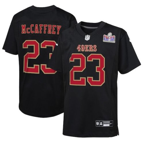 Christian McCaffrey San Francisco 49ers Nike Youth Super Bowl LVIII Patch Carbon Fashion Game Jersey - Black