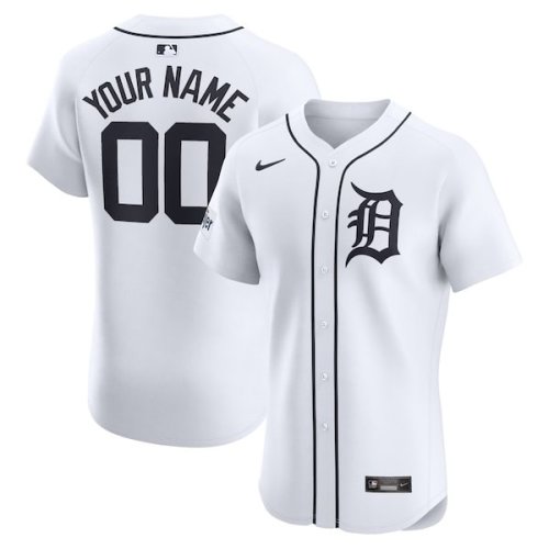 Detroit Tigers Nike Home Elite Custom Patch Jersey - White