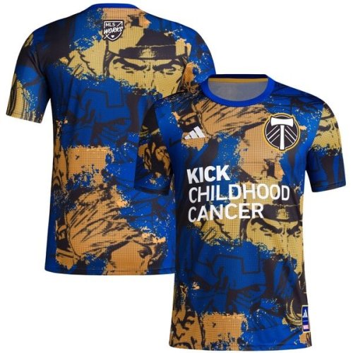Portland Timbers adidas 2024 MLS Works Kick Childhood Cancer x Marvel Pre-Match Top - Royal
