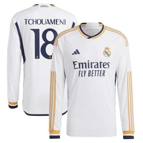 Aurélien Tchouaméni Real Madrid adidas 2023/24 Home Authentic Long Sleeve Player Jersey - White
