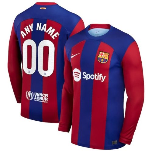 Barcelona Nike 2023 Home Replica Custom Long Sleeve Jersey - Royal