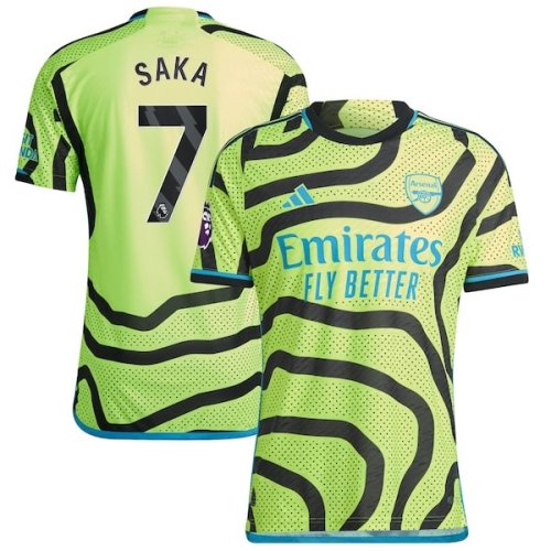 Bukayo Saka Arsenal adidas 2023/24 Away Authentic Player Jersey - Yellow/Red