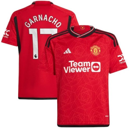 Alejandro Garnacho Manchester United adidas Youth 2023/24 Home Replica Player Jersey – Red