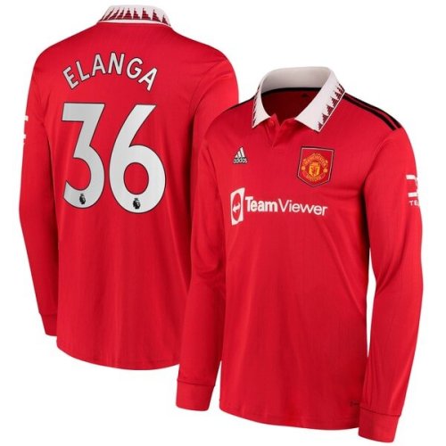 Anthony Elanga Manchester United adidas 2022/23 Home Replica Long Sleeve Jersey - Red