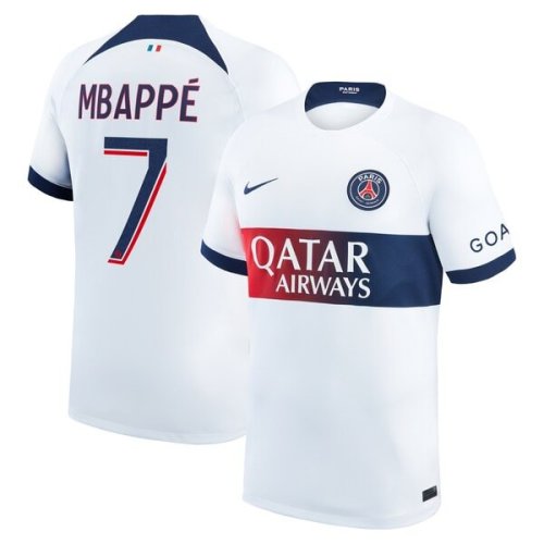 Kylian Mbappe Paris Saint-Germain Nike 2023/24 Away Stadium Replica Player Jersey - White/Anthracite/Tan