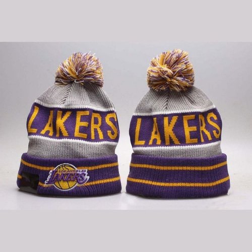 GRAY LOS ANGELES LAKERS KNIT HAT