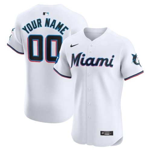 Miami Marlins Nike Home Elite Custom Patch Jersey - White